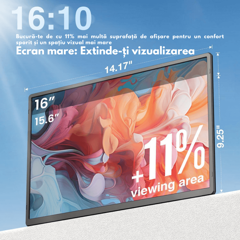 PC, gaming si accesorii - Desktop PC & monitoare - Monitoare - Monitor Extensibil si Portabil pentru laptop, Qova®, Extensie de ecran Duale de 16 inch IPS, 1920x1200, sRGB 120%, 16:10 - Infinity.ro