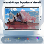 PC, gaming si accesorii - Desktop PC & monitoare - Monitoare - Monitor Portabil Qova® de 16" inch, 1920x1200, USB-C & Mini HDMI, Ultra-Subtire, Ecran mare IPS 16:10,Vertical/Orizontal - Infinity.ro