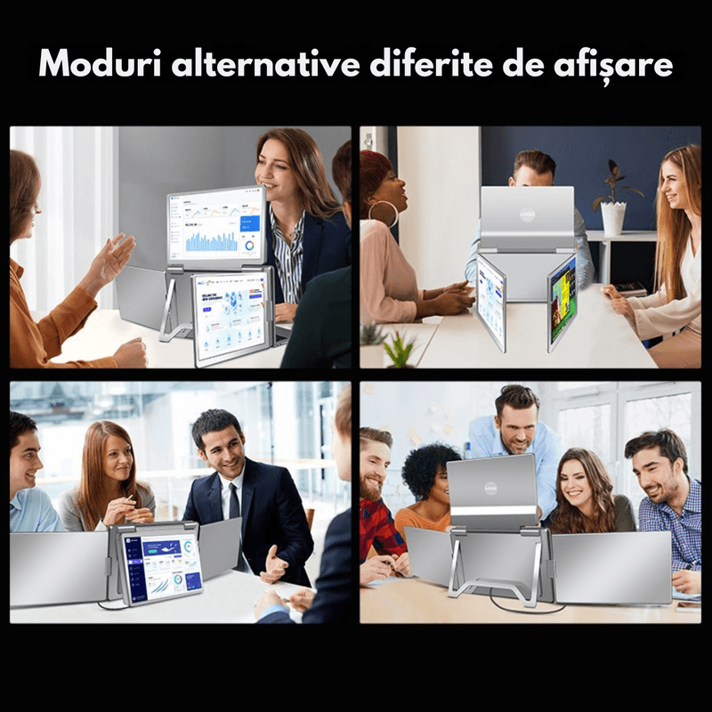 PC, gaming si accesorii - Desktop PC & monitoare - Monitoare - Monitor Triplu Extensibil si Portabil pentru laptop, QOVA®, Quad Screen de 16 inch, 3 Ecrane IPS 16:10 - Full HD 1200p - Infinity.ro