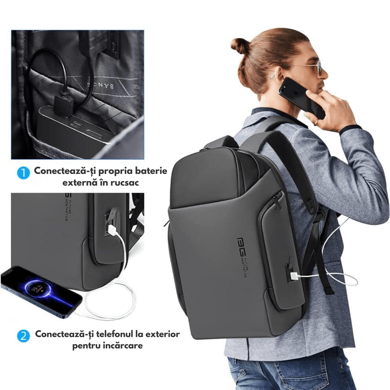 Laptop, Telefoane si Tablete - Laptopuri si accesorii - Accesorii Laptop - Genti laptop - Rucsac Multifunctional pentru Laptop de 15.6 inch, de Calatorie Unisex, Design Smart Casual, cu multiple Compartimente - Infinity.ro
