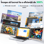 PC, gaming si accesorii - Desktop PC & monitoare - Monitoare - Monitor Extensibil Triplu pentru Laptop de 13"-17.3" Extindere, Qova®, cu Ecran de 15.6" inch, afisaj IPS Full HD 1080P - Infinity.ro