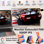 PC, gaming si accesorii - Desktop PC & monitoare - Monitoare - Monitor Extensibil Triplu pentru Laptop de 13"-17.3" Extindere, Qova®, cu Ecran de 15.6" inch, afisaj IPS Full HD 1080P - Infinity.ro