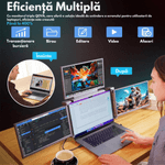 PC, gaming si accesorii - Desktop PC & monitoare - Monitoare - Monitor Extensibil si Portabil pentru laptop, QOVA®, Quad Screen de 14 inch, 3 Ecrane IPS - Full HD 1080p pliabile - Infinity.ro