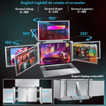 PC, gaming si accesorii - Desktop PC & monitoare - Monitoare - Monitor Extensibil si Portabil pentru laptop, QOVA®, Quad Screen de 14 inch, 3 Ecrane IPS - Full HD 1080p pliabile - Infinity.ro