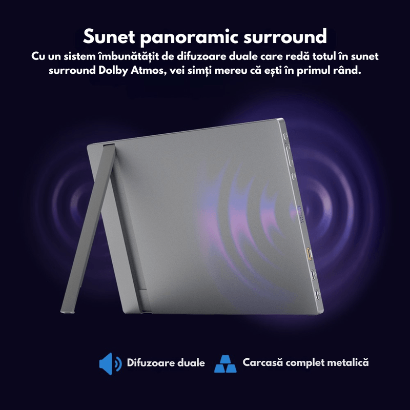 PC, gaming si accesorii - Desktop PC & monitoare - Monitoare - Monitor Portabil Arzopa & Qova® de 13,3" inch, Ecran OLED, 1920*1080, Ultra-portabil, 100% sRGB, HDR 10, 60Hz,USB-C/HDMi - Infinity.ro