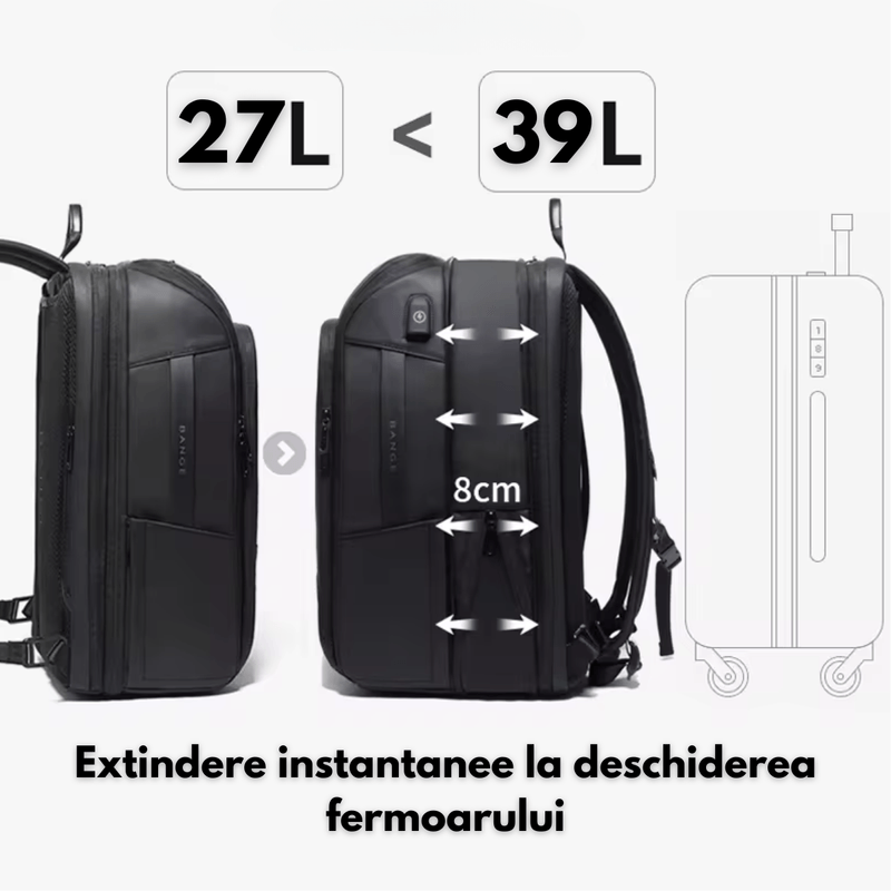 Laptop, Telefoane si Tablete - Laptopuri si accesorii - Accesorii Laptop - Genti laptop - Rucsac pentru Laptop de 15.6 inch Multifunctional, pentru Calatorie, Extensibil de la 27L la 39L, BANGE, Impermeabil - Infinity.ro