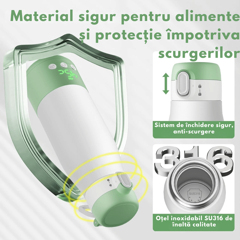 Jucarii, Copii si Bebe - Hrana si alaptare - Biberoane, suzete si accesorii hranire - Incalzitoare si termosuri bebe - Incalzitor Portabil Inteligent pentru Lapte si Lapte Matern –9000 mAh, Incalzire Rapida in 3 Minute,5 Trepte Temperatura - Infinity.ro