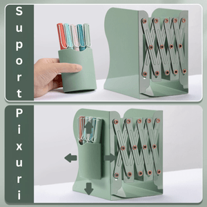 Suport pentru Carti Extensibil, Reviste, Jocuri Video, din metal, INCO®, cu Compartiment pentru Pixuri, Reglabil