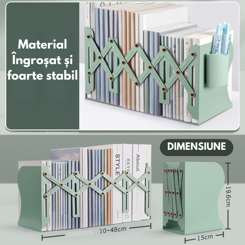 Carti si Birotica - Carti - Accesorii pentru cititori - Suport pentru Carti Extensibil, Reviste, Jocuri Video, din metal, INCO®, cu Compartiment pentru Pixuri, Reglabil - Infinity.ro