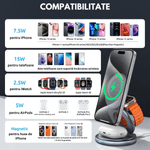 Laptop, Telefoane si Tablete - Telefoane mobile si accesorii - Accesorii Telefoane - Incarcatoare telefoane - Incarcator Wireless 3 in 1 Pliabil, Fast charger, Statie de incarcare Rapida 15W pentru dispozitivele Apple, Android - Infinity.ro