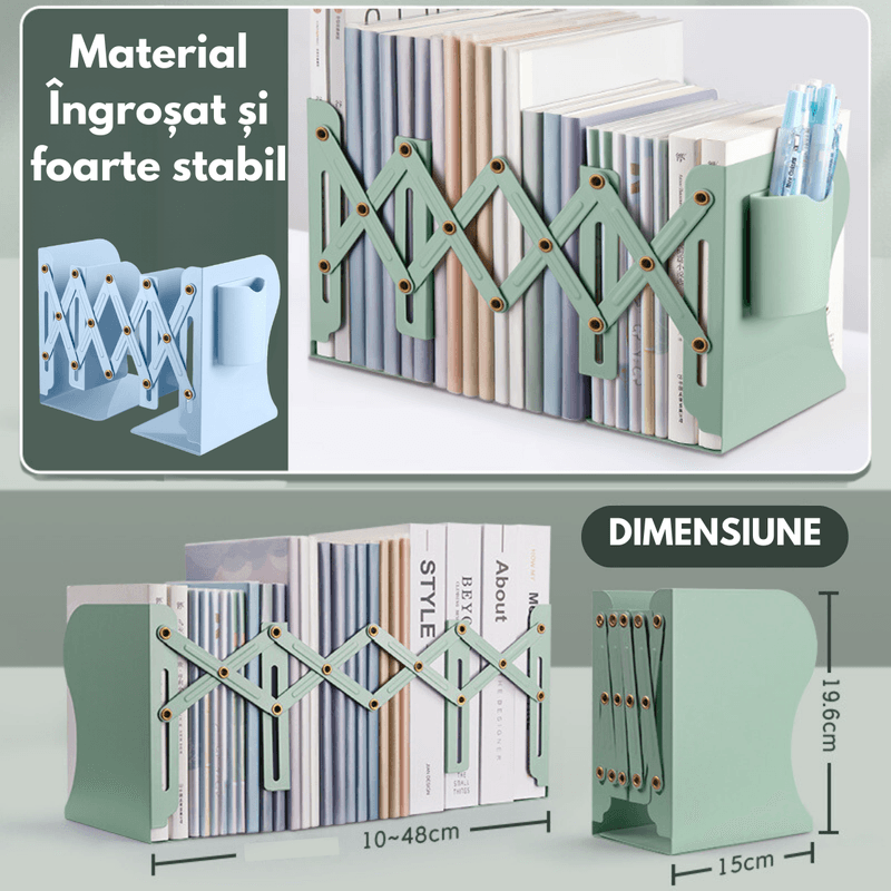 Carti si Birotica - Carti - Accesorii pentru cititori - Suport pentru Carti Extensibil, Reviste, Jocuri Video, din metal, INCO®, cu Compartiment pentru Pixuri, Reglabil - Infinity.ro