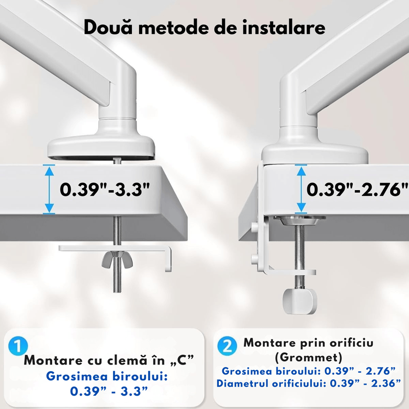 PC, gaming si accesorii - Desktop PC & monitoare - Accesorii monitoare - Suport Monitor, pentru Birou, Multifunctional cu Brat Reglabil, Suport prindere inclus, Compatibil cu Ecrane de 13-32" - Infinity.ro