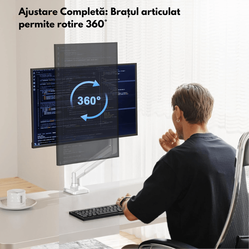 PC, gaming si accesorii - Desktop PC & monitoare - Accesorii monitoare - Suport Monitor, pentru Birou, Multifunctional cu Brat Reglabil, Suport prindere inclus, Compatibil cu Ecrane de 13-32" - Infinity.ro