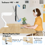 PC, gaming si accesorii - Desktop PC & monitoare - Accesorii monitoare - Suport Monitor, pentru Birou, Multifunctional cu Brat Reglabil, Suport prindere inclus, Compatibil cu Ecrane de 13-32" - Infinity.ro