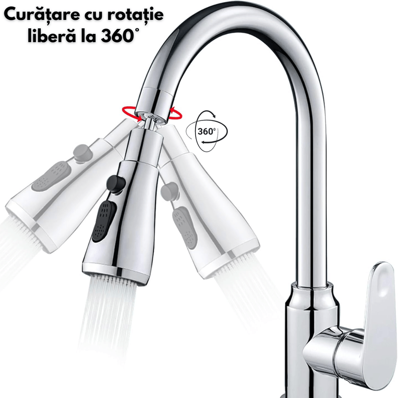 Casa si Gradina - Sanitare - Lavoar baie si accesorii - Accesorii baterii sanitare - Cap pentru Robinet, INCO®, Adaptor Universal si flexibil pentru Baterie, Extractabil cu Presiune Ajustabila si 3 moduri - Infinity.ro