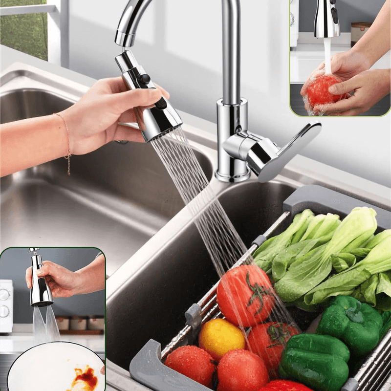 Casa si Gradina - Sanitare - Lavoar baie si accesorii - Accesorii baterii sanitare - Cap pentru Robinet, INCO®, Adaptor Universal si flexibil pentru Baterie, Extractabil cu Presiune Ajustabila si 3 moduri - Infinity.ro