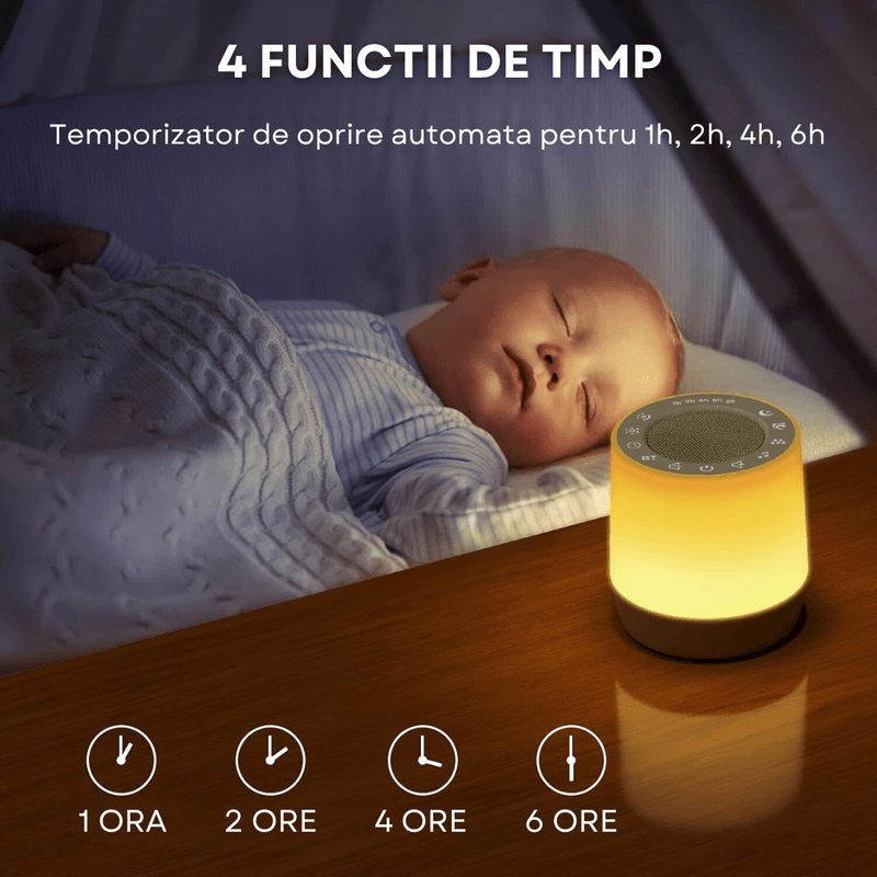 TV, Audio-Video si Foto - Portabile audio - Boxe portabile - Dispozitiv Sunete Albe INCO®, pentru copii si adulti, Difuzor portabil Bluetooth, suport casti, 16 sunete, baterie 1800 - Infinity.ro