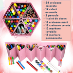 Carti si Birotica - Birotica - Instrumente de scris - Creioane - Set Creativ cu 93 de creioane colorate, carioci, markere, creta colorata si acuarele, INCO®, Markere pentru desen - Infinity.ro