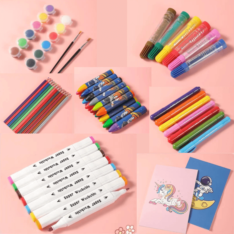 Carti si Birotica - Birotica - Instrumente de scris - Creioane - Set Creativ cu 93 de creioane colorate, carioci, markere, creta colorata si acuarele, INCO®, Markere pentru desen - Infinity.ro