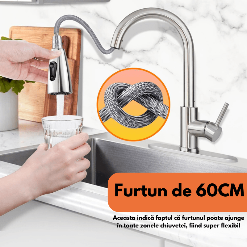 Casa si Gradina - Sanitare - Lavoar baie si accesorii - Baterii sanitare - Baterie pentru chiuveta INCO®, cu cap extensibil, pentru Apa rece-calda, Multifunctionala, Rotire 360° cu 2 Moduri - Infinity.ro