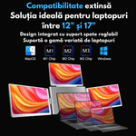 PC, gaming si accesorii - Desktop PC & monitoare - Monitoare - Monitor Extensibil si Portabil pentru laptop, Qova®, 3 Ecrane Full HD 1200P de 14" inch, sRGB 100%, pliabile si rotative - Infinity.ro