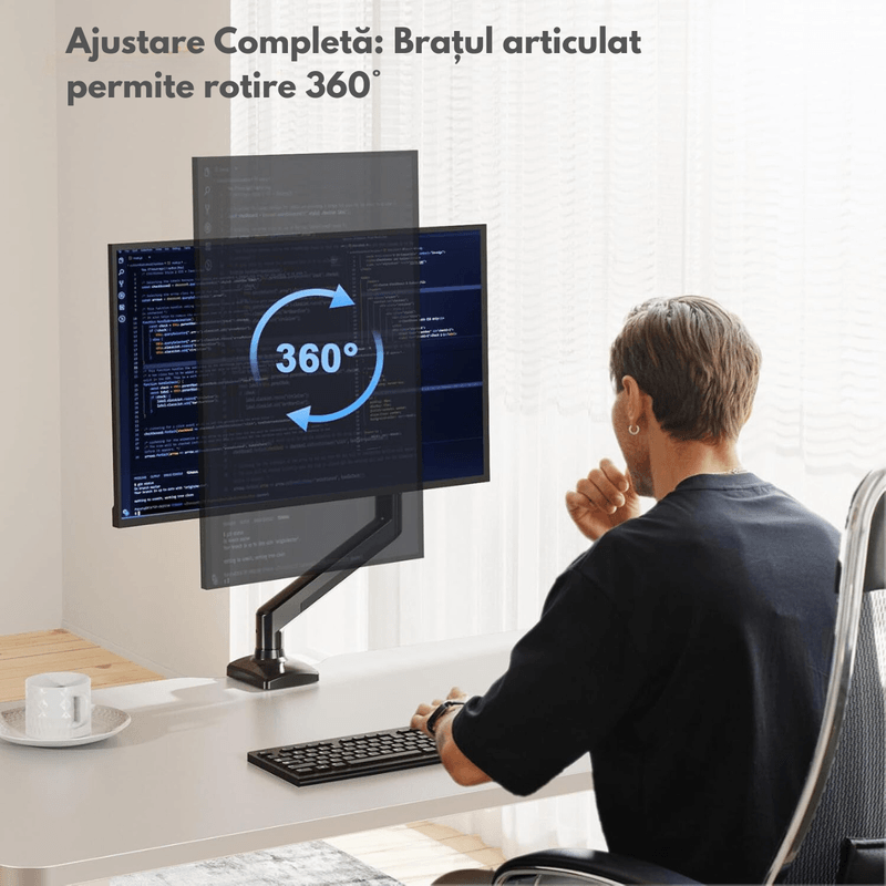 PC, gaming si accesorii - Desktop PC & monitoare - Accesorii monitoare - Suport Monitor, pentru Birou, Multifunctional cu Brat Reglabil, Suport prindere inclus, Compatibil cu Ecrane de 13-32" - Infinity.ro