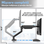 PC, gaming si accesorii - Desktop PC & monitoare - Accesorii monitoare - Suport Monitor, pentru Birou, Multifunctional cu Brat Reglabil, Suport prindere inclus, Compatibil cu Ecrane de 13-32" - Infinity.ro
