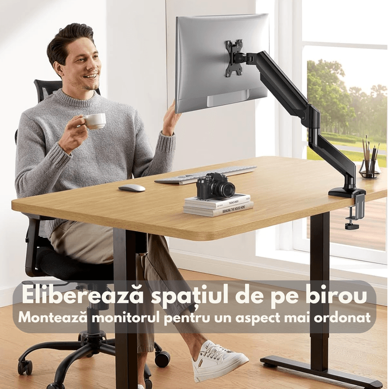 PC, gaming si accesorii - Desktop PC & monitoare - Accesorii monitoare - Suport Monitor, pentru Birou, Multifunctional cu Brat Reglabil, Suport prindere inclus, Compatibil cu Ecrane de 13-32" - Infinity.ro