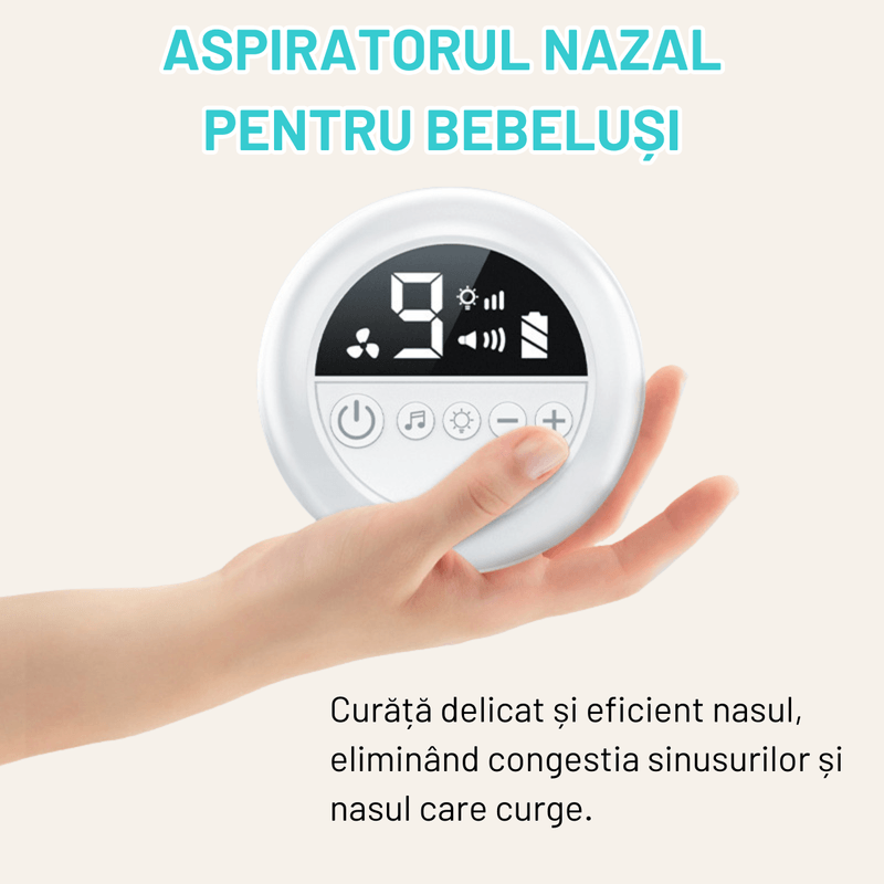 Jucarii, Copii si Bebe - Igiena si ingrijire - Accesorii ingrijire copii - Aspiratoare nazale si accesorii - Aspirator nazal electric pentru bebelusi si copii silentios INCO®, 9 niveluri de aspiratie reglabile, 3 varfuri silicon - Infinity.ro