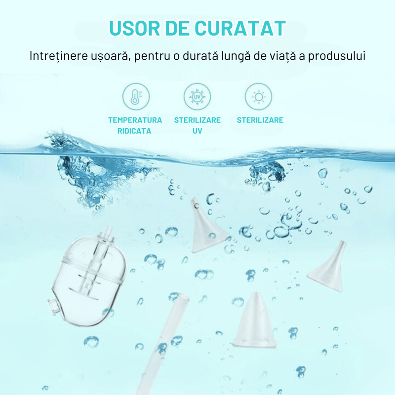 Jucarii, Copii si Bebe - Igiena si ingrijire - Accesorii ingrijire copii - Aspiratoare nazale si accesorii - Aspirator nazal electric pentru bebelusi si copii silentios INCO®, 9 niveluri de aspiratie reglabile, 3 varfuri silicon - Infinity.ro