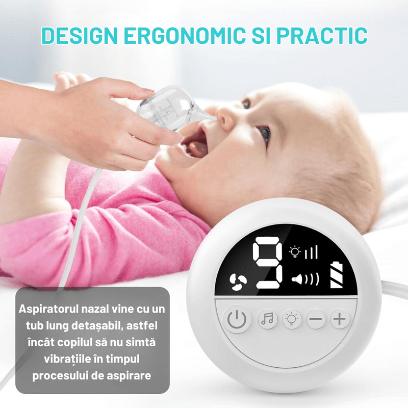 Jucarii, Copii si Bebe - Igiena si ingrijire - Accesorii ingrijire copii - Aspiratoare nazale si accesorii - Aspirator nazal electric pentru bebelusi si copii silentios INCO®, 9 niveluri de aspiratie reglabile, 3 varfuri silicon - Infinity.ro