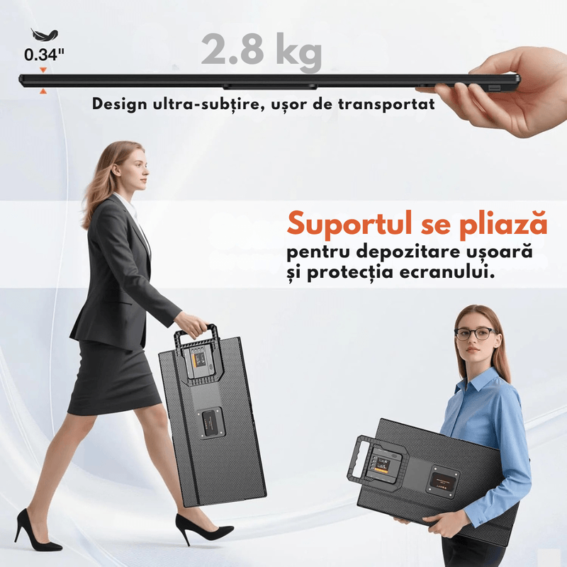 PC, gaming si accesorii - Desktop PC & monitoare - Monitoare - Monitor Portabil si Extensibil de 23.8 inch, Qova®, Ecran IPS, Full HD 1080p, 100Hz, 300 Nits, 120% sRGB, raport 16:9 - Infinity.ro