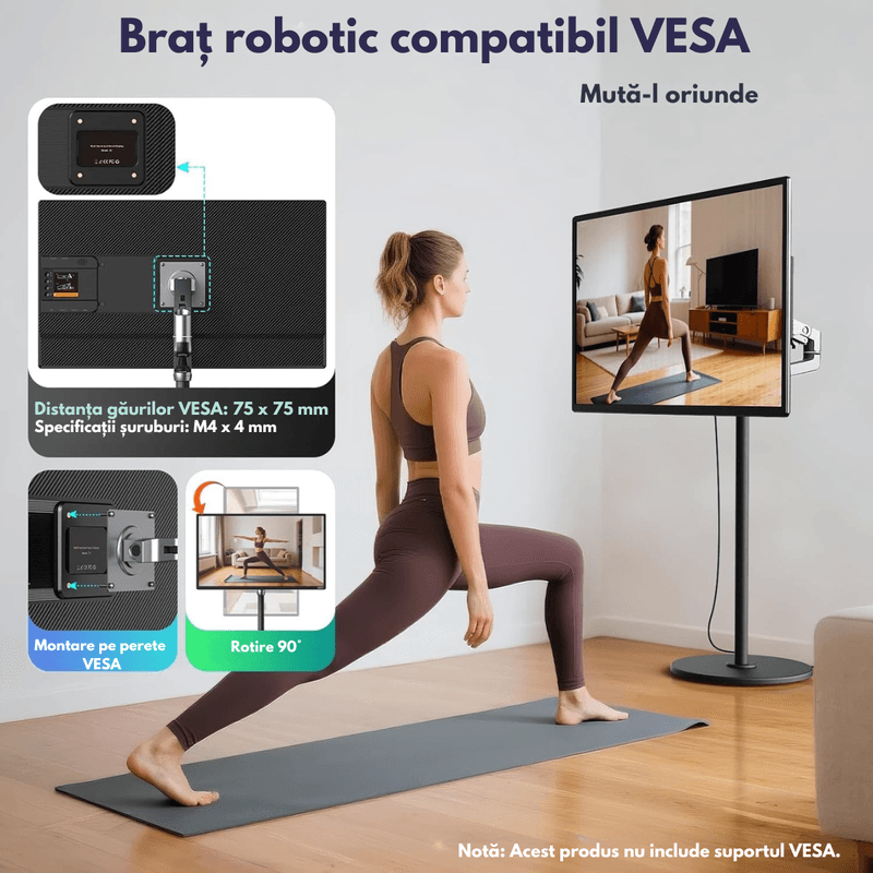 PC, gaming si accesorii - Desktop PC & monitoare - Monitoare - Monitor Portabil si Extensibil de 23.8 inch, Qova®, Ecran IPS, Full HD 1080p, 100Hz, 300 Nits, 120% sRGB, raport 16:9 - Infinity.ro