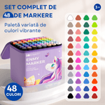 Carti si Birotica - Birotica - Instrumente de scris - Creioane - Set 48 de carioci profesionale, cerneala pe baza de alcool, Qova®, multicolore pentru desen, varf dublu subtire si gros - Infinity.ro