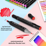 Carti si Birotica - Birotica - Instrumente de scris - Creioane - Set 80 de carioci profesionale, cerneala pe baza de alcool, Qova®, multicolore pentru desen, varf dublu subtire si gros - Infinity.ro