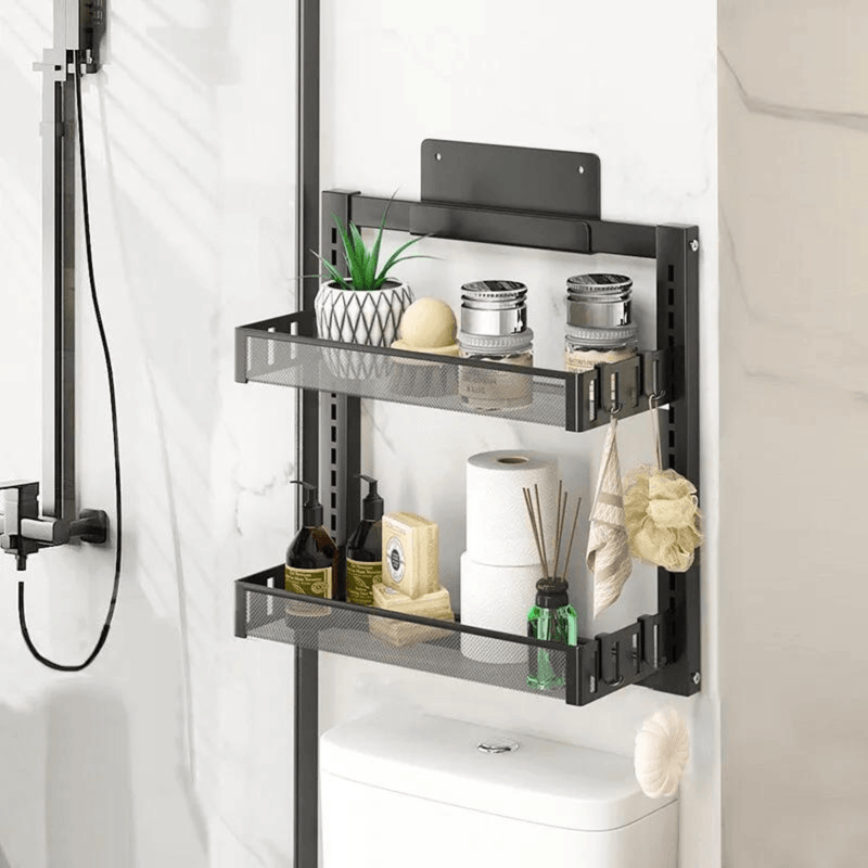 Casa si Gradina - Sanitare - Suporturi si accesorii baie - Suporturi baie - Raft Universal cu 2 Polite, din Otel inoxidabil, Etajera Multifunctionala Qova® pentru Baie sau Bucatarie, Suport - Infinity.ro