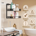 Casa si Gradina - Sanitare - Suporturi si accesorii baie - Suporturi baie - Raft Universal cu 2 Polite, din Otel inoxidabil, Etajera Multifunctionala Qova® pentru Baie sau Bucatarie, Suport - Infinity.ro