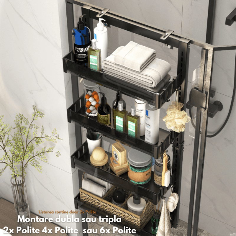 Casa si Gradina - Sanitare - Suporturi si accesorii baie - Suporturi baie - Raft Universal cu 2 Polite, din Otel inoxidabil, Etajera Multifunctionala Qova® pentru Baie sau Bucatarie, Suport - Infinity.ro