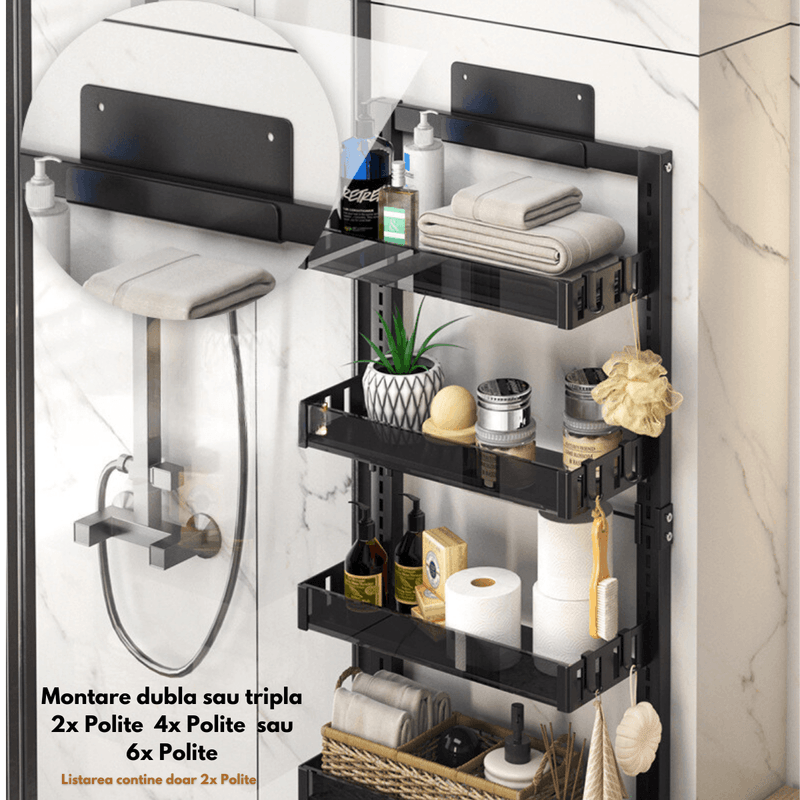 Casa si Gradina - Sanitare - Suporturi si accesorii baie - Suporturi baie - Raft Universal cu 2 Polite, din Otel inoxidabil, Etajera Multifunctionala Qova® pentru Baie sau Bucatarie, Suport - Infinity.ro