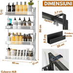 Casa si Gradina - Sanitare - Suporturi si accesorii baie - Suporturi baie - Raft universal cu 4 Polite, din otel inoxidabil, Etajera Multifunctionala Qova® pentru Baie sau Bucatarie, Suport - Infinity.ro