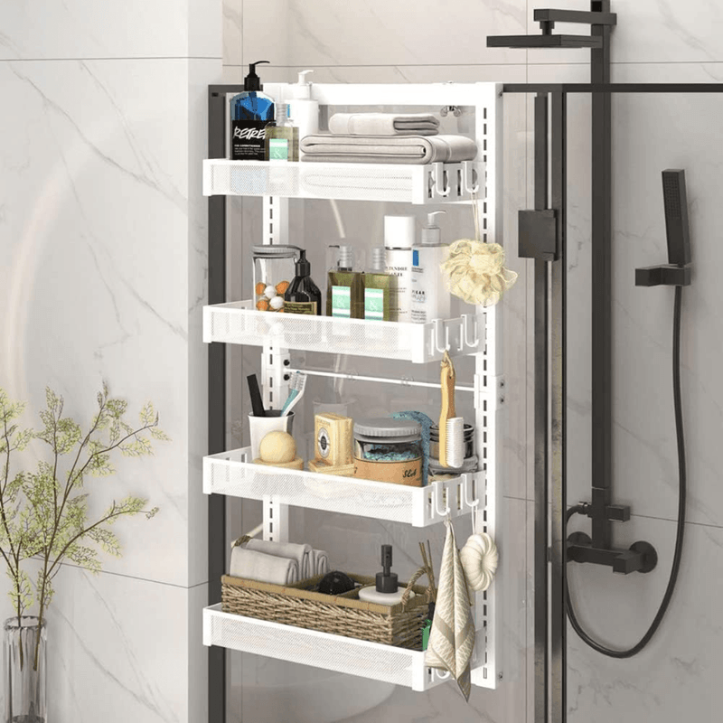 Casa si Gradina - Sanitare - Suporturi si accesorii baie - Suporturi baie - Raft universal cu 4 Polite, din otel inoxidabil, Etajera Multifunctionala Qova® pentru Baie sau Bucatarie, Suport - Infinity.ro