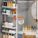 Casa si Gradina - Sanitare - Suporturi si accesorii baie - Suporturi baie - Raft universal cu 4 Polite, din otel inoxidabil, Etajera Multifunctionala Qova® pentru Baie sau Bucatarie, Suport - Infinity.ro