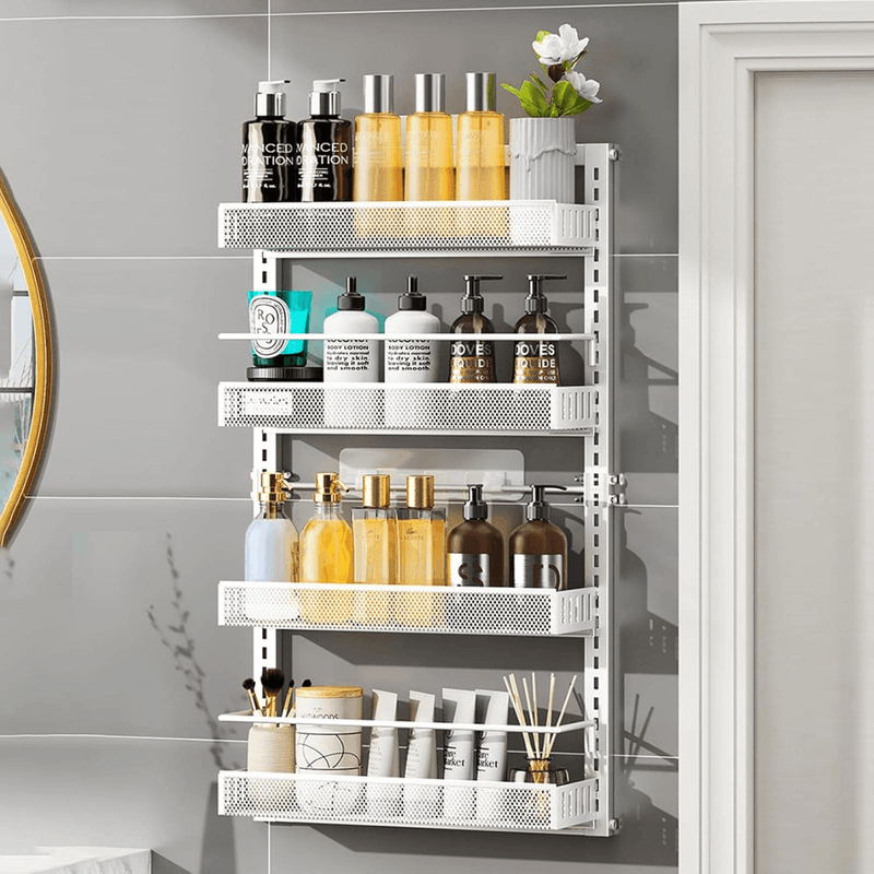 Casa si Gradina - Sanitare - Suporturi si accesorii baie - Suporturi baie - Raft universal cu 4 Polite, din otel inoxidabil, Etajera Multifunctionala Qova® pentru Baie sau Bucatarie, Suport - Infinity.ro