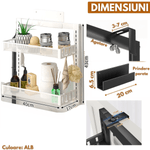 Casa si Gradina - Sanitare - Suporturi si accesorii baie - Suporturi baie - Raft Universal cu 2 Polite, din otel inoxidabil, Etajera Multifunctionala Qova® pentru Baie sau Bucatarie, Suport - Infinity.ro