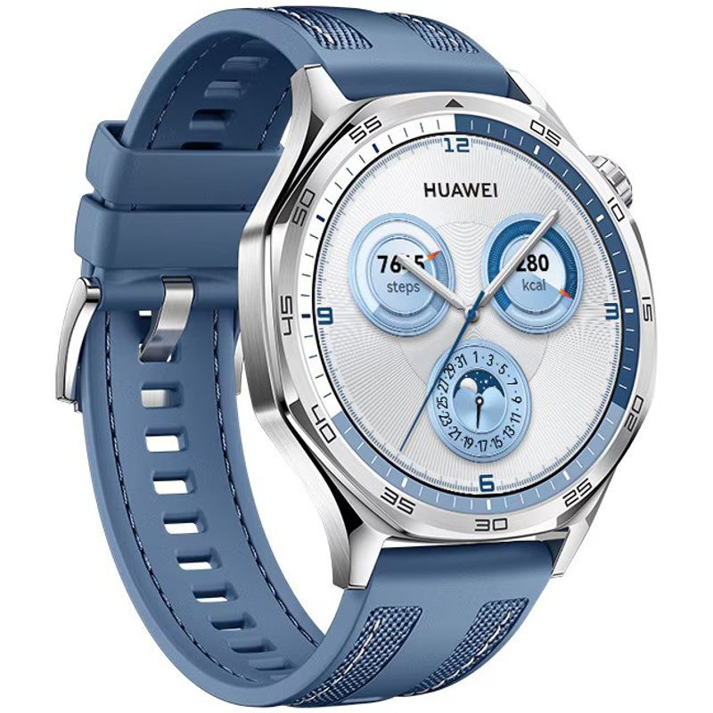 Laptop, Telefoane si Tablete - Wearables si gadgeturi - Wearables - Smartwatch-uri - Smartwatch Huawei Watch GT 5, 46MM, Tarnish Stainless Steel Case, Blue Woven Strap - Infinity.ro