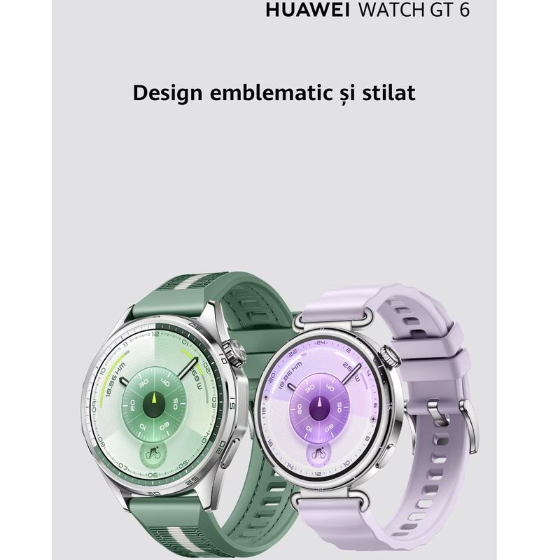 Laptop, Telefoane si Tablete - Wearables si gadgeturi - Wearables - Smartwatch-uri - Smartwatch Huawei Watch GT 6, 41MM, Gold Stainless Steel Case, White Composite Leather Strap - Infinity.ro