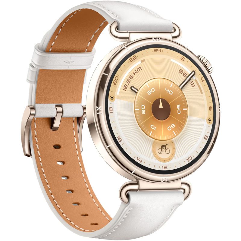 Laptop, Telefoane si Tablete - Wearables si gadgeturi - Wearables - Smartwatch-uri - Smartwatch Huawei Watch GT 6, 41MM, Gold Stainless Steel Case, White Composite Leather Strap - Infinity.ro
