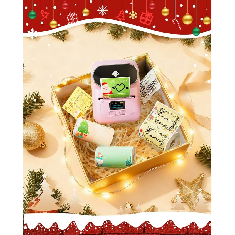 PC, gaming si accesorii - Imprimante, scanere & consumabile - Imprimante - Imprimante termice - Imprimanta Etichete Termica Portabila, Compatibila iOS/Android/Windows, Aplicatie Telefon, Rola 40x30 Inclusa, Roz - Infinity.ro