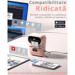 PC, gaming si accesorii - Imprimante, scanere & consumabile - Imprimante - Imprimante termice - Imprimanta Etichete Termica Portabila, Compatibila iOS/Android/Windows, Aplicatie Telefon, Rola 40x30 Inclusa, Roz - Infinity.ro