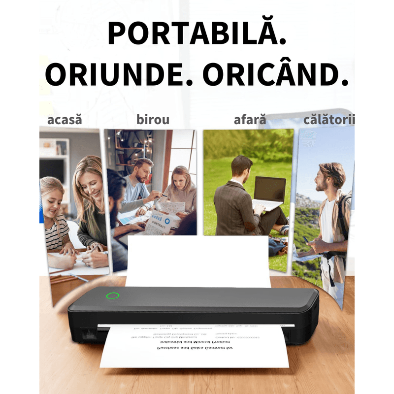 PC, gaming si accesorii - Imprimante, scanere & consumabile - Imprimante - Imprimante termice - Imprimanta termica A4 portabila VITTALIST 203DPI, BT/WiFi/USB, fara cerneala, tatuaje/documente, iOS/Android/Windows/Mac - Infinity.ro